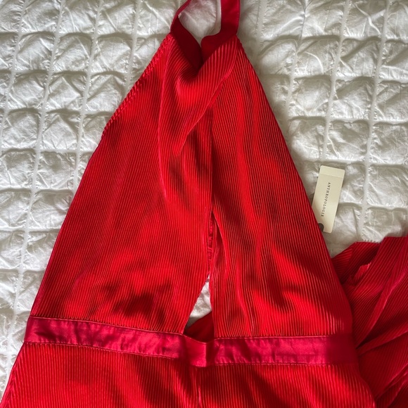 Anthropologie Red Plisse Halter Jumpsuit - Picture 7 of 16